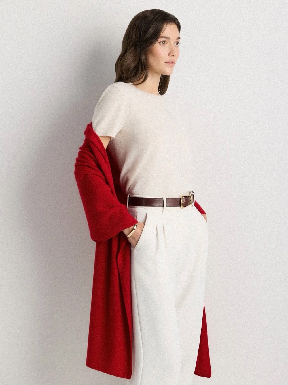 Quince Mongolian Cashmere Wrap in Varsity Red 1390